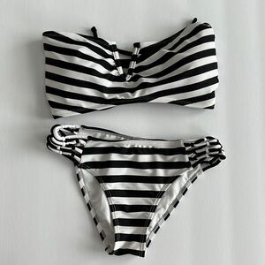 Forever21 Black and White Striped Bikini